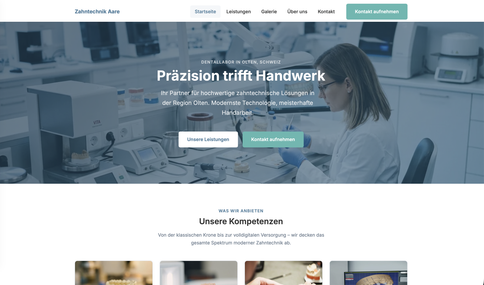 Vorschau der Demo-Website Zahntechnik Aare